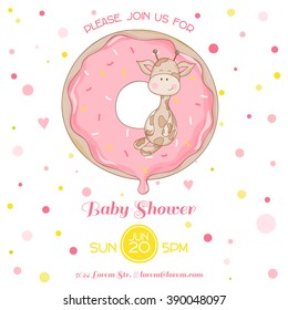 Baby Giraffe Shower Card - with place for your text - in vector