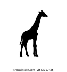 Baby giraffe silhouette vector flat illustration design.