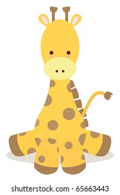 Baby Giraffe Sit Down Like Cute Style