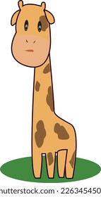 Baby Giraffe standing on the ground . Attractive vector animal illustration.