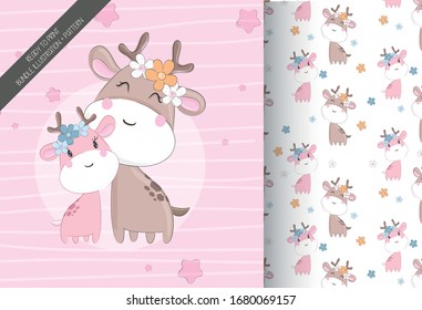 Baby giraffe tribal with seamless pattern