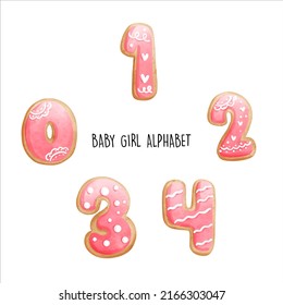 baby girl alphabet, cookies alphabet. Vector illustration