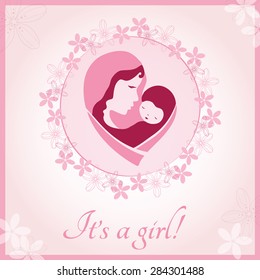 Baby girl announcement card