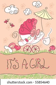 baby girl announcement card