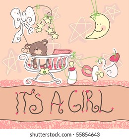 baby girl announcement card