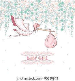 Baby Girl Announcement Card