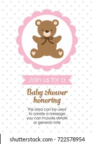 Baby Girl announcement card design. Vector illustration.