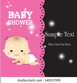 baby girl announcement card. baby shower invitation