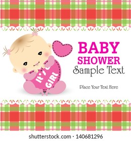 baby girl announcement card. baby shower invitation