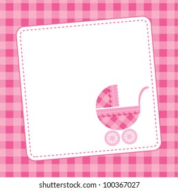 Baby girl announcement card. Vector illustration.