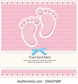 baby girl announcement card. vector illustration