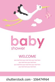 baby girl announcement card. vector illustration