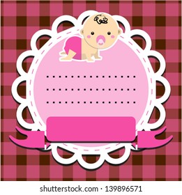 baby girl announcement card. vector illustration