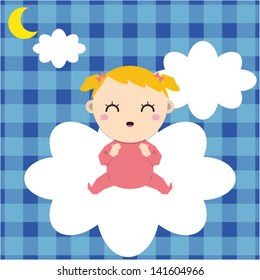baby girl announcement card. vector illustration