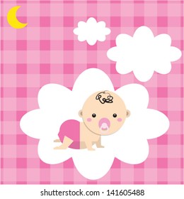 baby girl announcement card. vector illustration