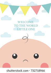baby girl announcement card. vector illustration

