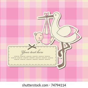 baby girl announcement card. vector illustration