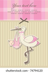 baby girl announcement card. vector illustration