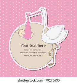 baby girl announcement card. vector illustration