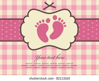 baby girl announcement card. vector illustration