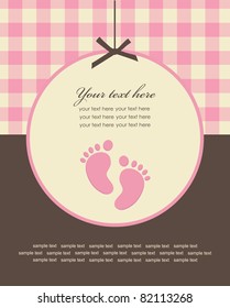 baby girl announcement card. vector illustration