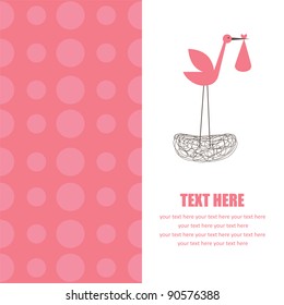 baby girl announcement card. vector illustration
