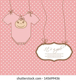 Baby girl arrival announcement card.