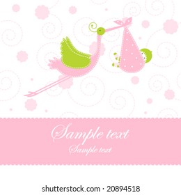 baby girl arrival announcement card
Cute baby shower card with copy space
Simple design for greeting card, baby card, scrapbook, baby shower projects