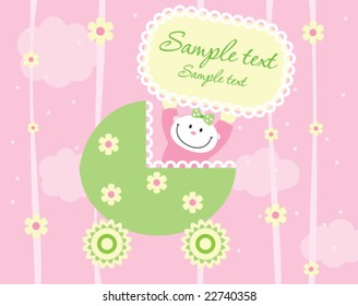 Baby girl arrival announcement card