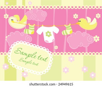Baby girl arrival announcement card