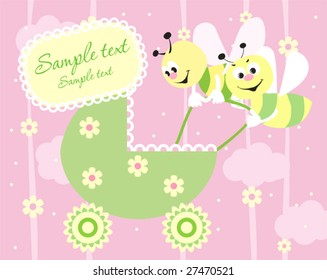 Baby girl arrival announcement card