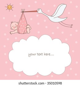 Baby girl arrival announcement card