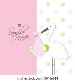 Baby girl arrival announcement card