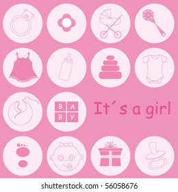 Baby girl arrival announcement card