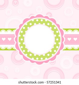 Baby girl arrival announcement card, vector