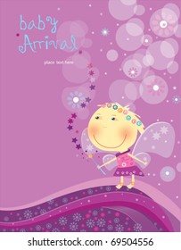 Baby girl arrival announcement card