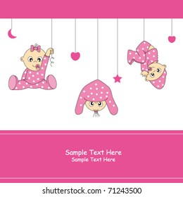 Baby girl arrival announcement card