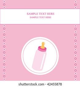 Baby girl arrival announcement card-baby bottle