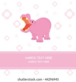 Baby girl arrival announcement. Hippopotamus