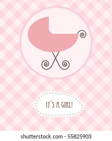 Baby girl arrival announcement retro card