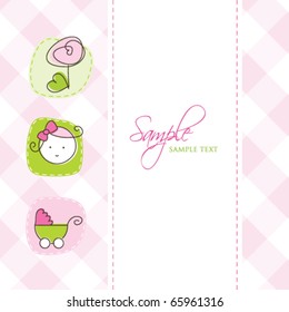 baby girl arrival card with copy space
Birthday card - Cute design for greeting card, scrapbook, craft, invitation, baby shower projects
Nice template with copy space