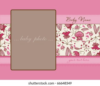 Baby Girl Arrival Card with Frame