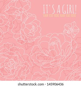 Baby Girl Arrival Card with gentle flowers