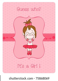 Baby Girl Arrival Card with Place for your text