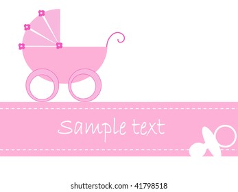 Baby girl arrival card - vector illustration