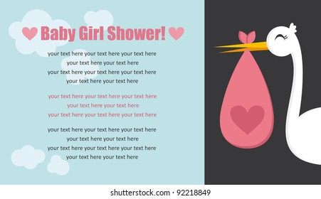 baby girl arrival card. vector illustration