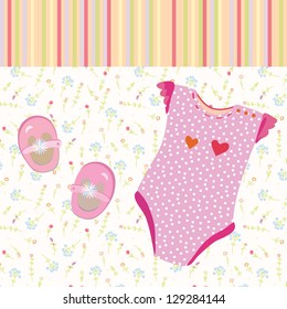 Baby girl background with shoes and dress