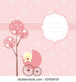 Baby girl banner,the place for your text. Background is seamless pattern