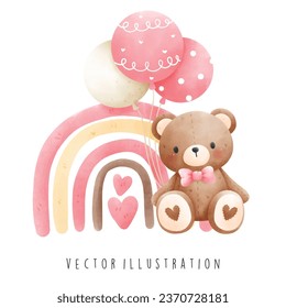 baby girl bear vector illustration