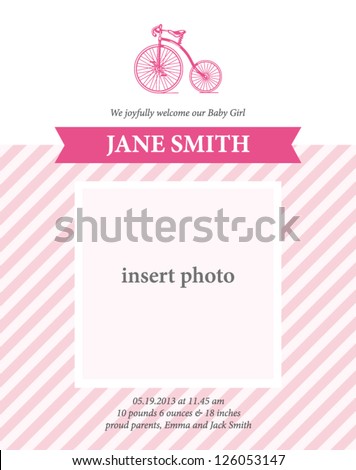 baby girl birth announcement card template stock vector royalty announcement for baby girl